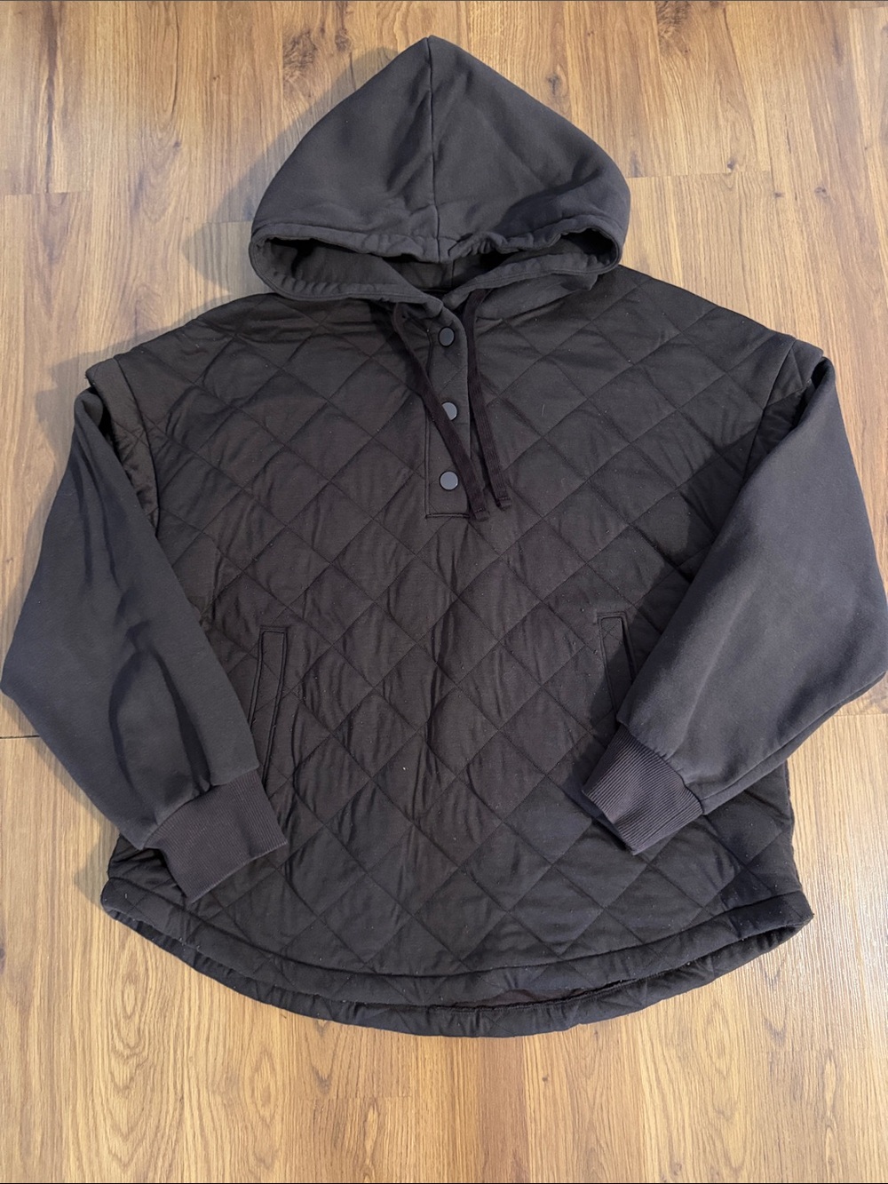 Palmetto Moon Quilted Hooded Pullover Jacket - Chocolate Brown